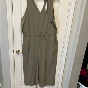 Banana Republic Khaki V-Neck Jumpsuit